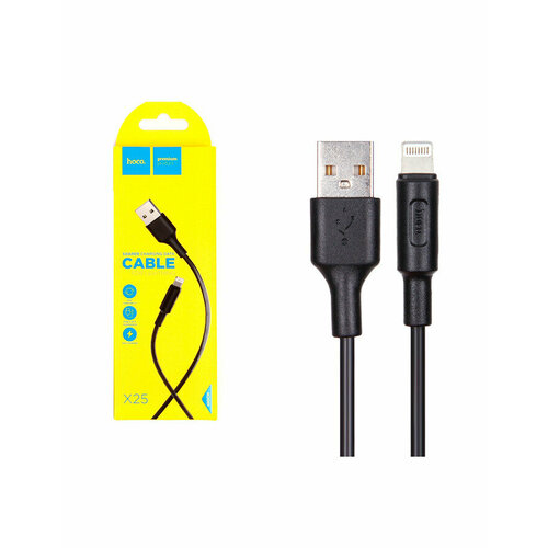 Кабель USB Lightning X25 1M HOCO черный кабель usb hoco x25 soarer для lightning 2а длина 1 метр черный