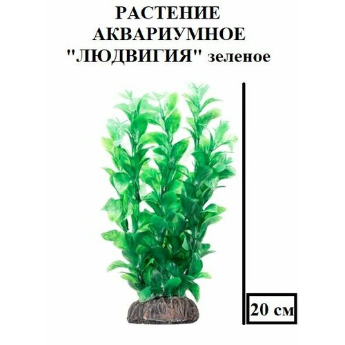 Растение Людвигия, зеленое, 200мм, декорация для аквариума, мягкая, красивая, не травмирует рыбу