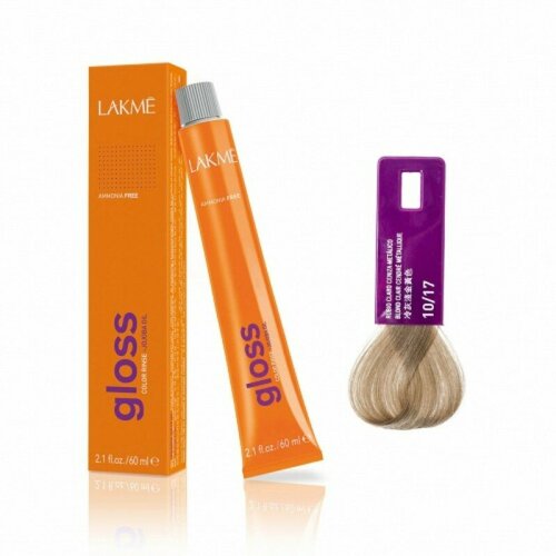 Lakme тонирующая крем-краска Gloss Color Rinse, 10/17 белокурый платиновый пепельно-металлический, 60 мл