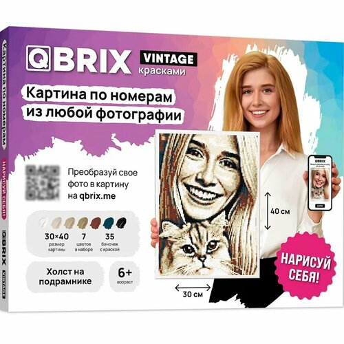 Мозаика Набор ДТ Картина по номерам из любой фотографии QBRIX VINTAGE 30 40 40031