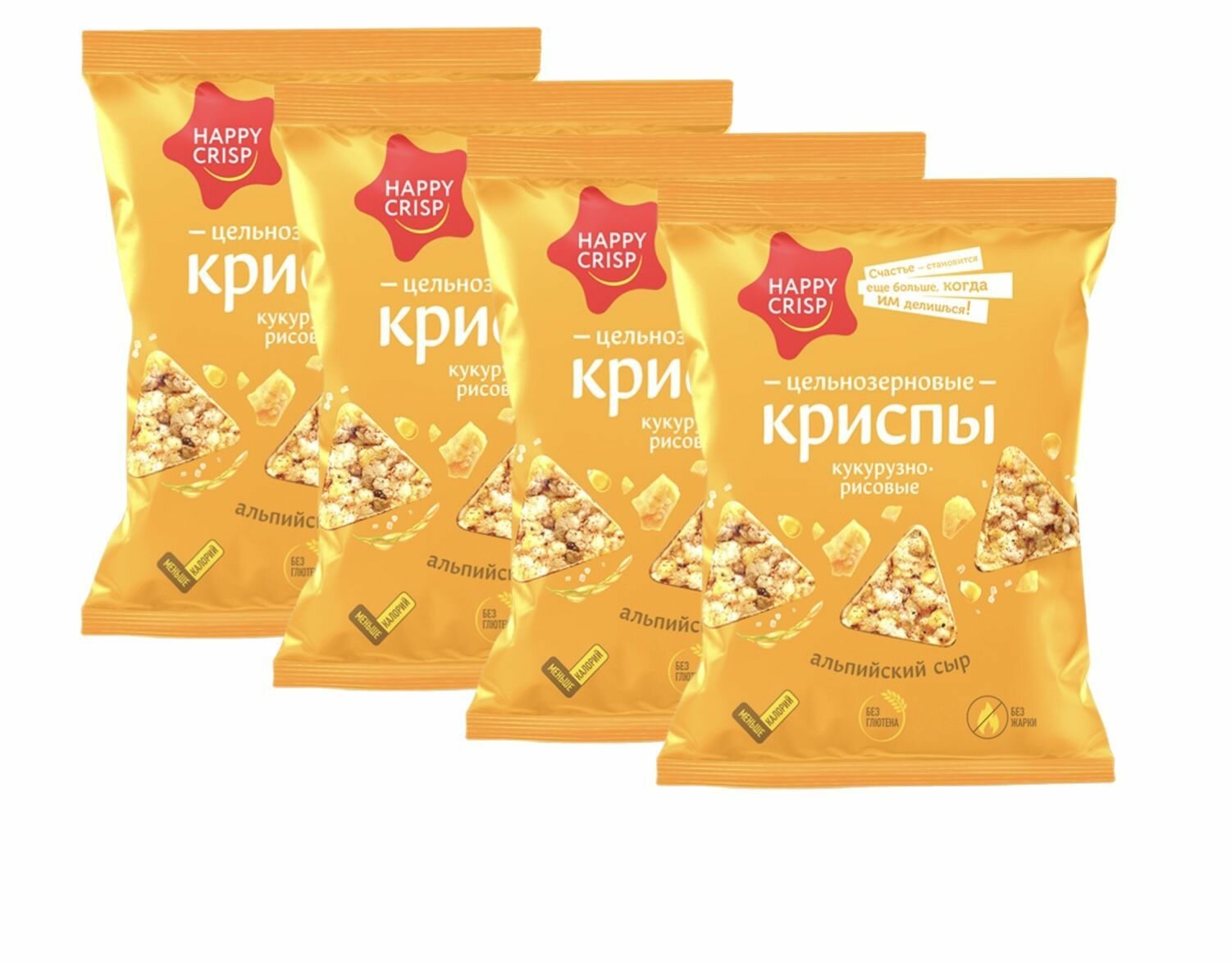 Happy Crisp Криспы кукурузно-рисовые со вкусом альпийского сыра, 100 г х 4 шт