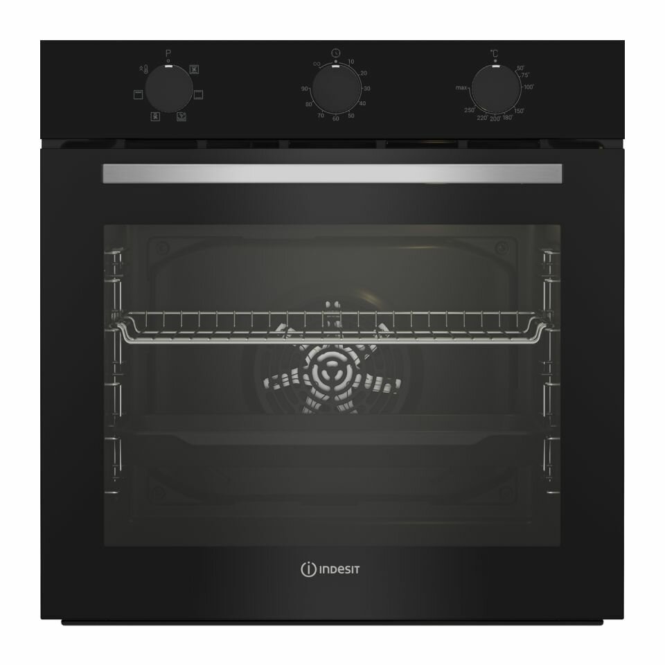 Духовой шкаф электрический встраиваемый Indesit IFE 3634 BL 2400 Вт 72 л 6 режимов работы гриль и конвекция черный