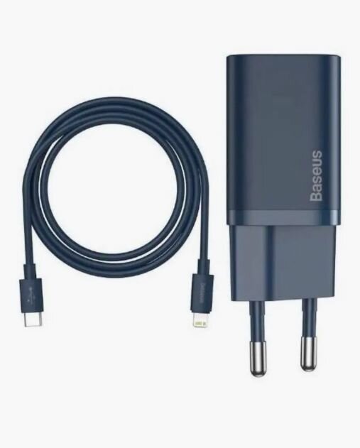 Блок питание / Сетевое зарядное устройство / Быстрая зарядка Baseus 20W Type-C с кабелем для айфона — фото 1