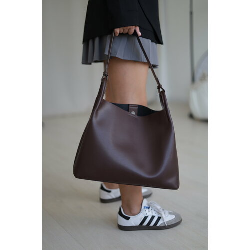 Сумка тоут Amirous, фактура матовая, гладкая, бордо/коричневый