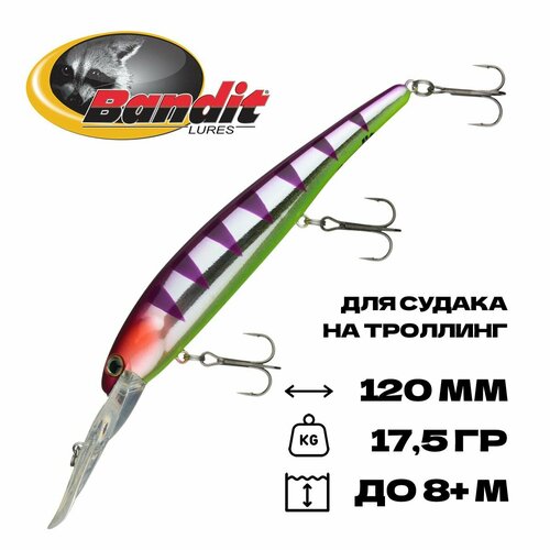 Воблер для троллинга Bandit Walleye Deep, плавающий, 120 мм, 17,5 гр, 5-8 м, #D89