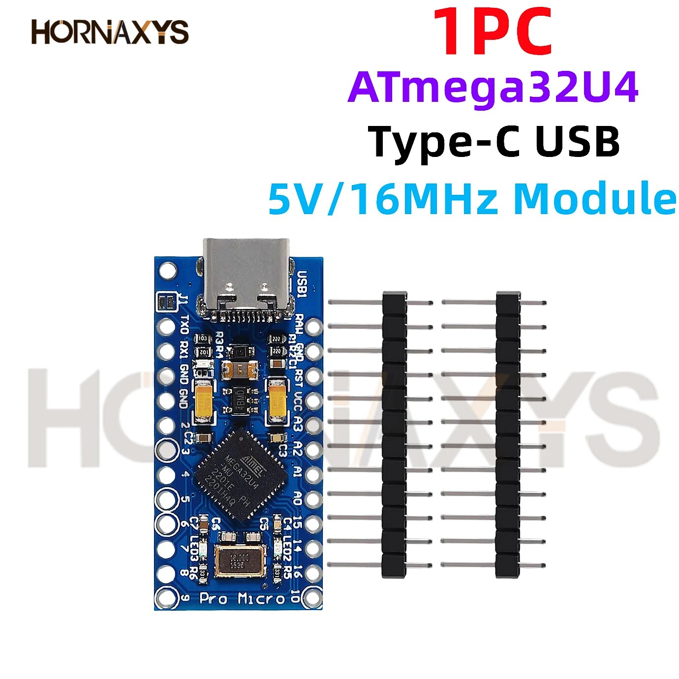HORNAXYS Pro Micro ATmega32U4 модуль, TYPE-C 1PC