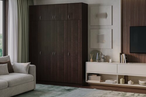 Изображение товара Шкаф распашной Лайт-4 с антресолью Венге для одежды четырехдверный 180*260*50