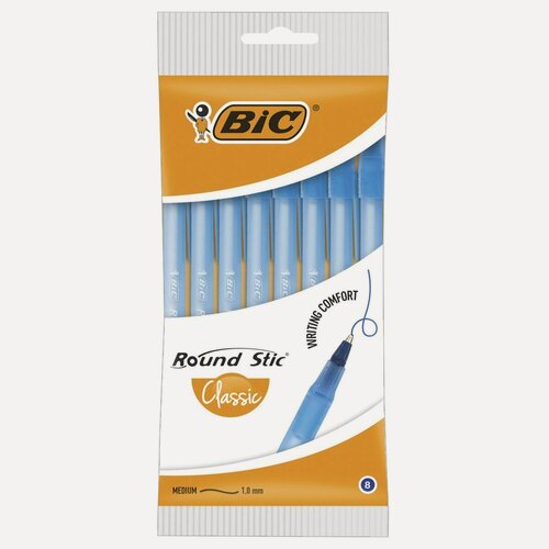 Изображение товара Набор шариковых ручек BIC Round Stic (0.32мм, синие) 8шт. (928497), 6 уп.