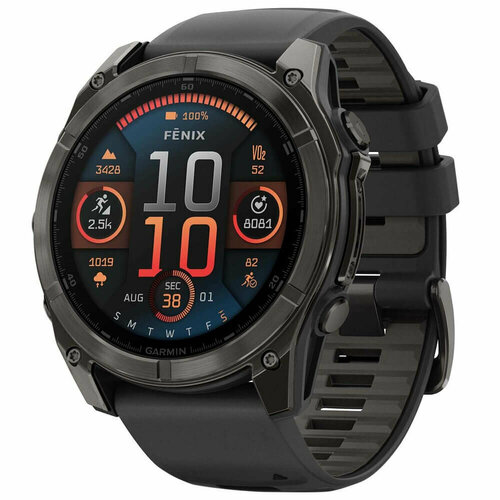 Смарт-часы Garmin Fenix 8 51 мм Sapphire Carbon Gray DLC Titanium with BlackPebble Gray Silicone 010-02905-21 139990₽