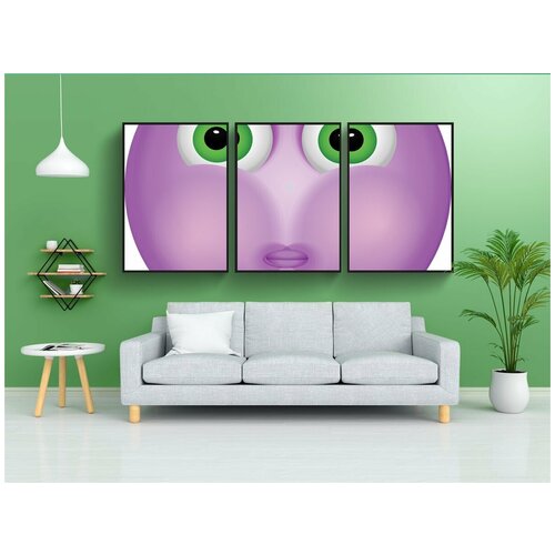 фото Набор модулных постеров для интерьера "графический, задержать дыхание, смайлик смайлик смайлик" 60x90 см. в тубусе, без рамки lotsprints