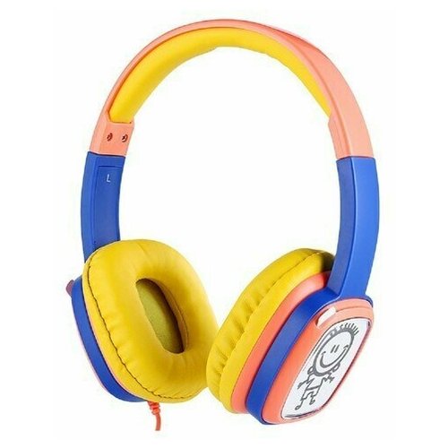 Детские наушники Harper KIDS HN-302 проводные накладные до 85 дБ 35 мм оранжево-синие 238000₽