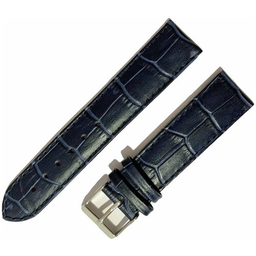 фото Ремешок 2005-01-1-7 п kroko синий кожаный ремень для наручных часов из натуральной кожи 20 мм матовый крокодил ardi