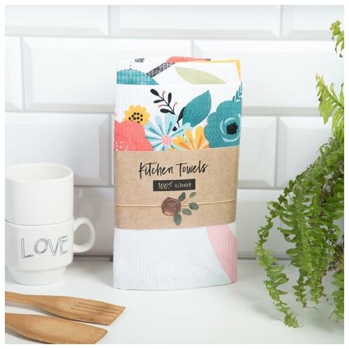 фото Набор полотенец кух. "доляна" светлая пасха 35х60см-2 шт,100% хл, вафля 160 г/м2 5511255