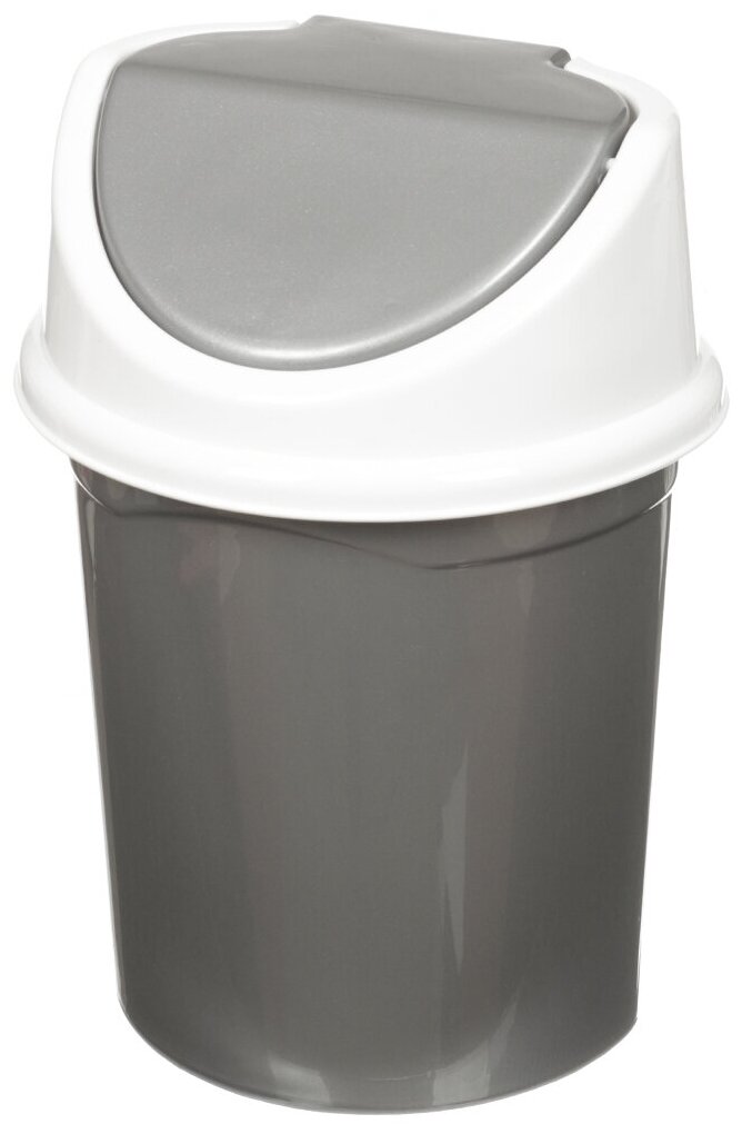 Мусорный контейнер пластик, 4 л, круглый, плавающая крышка, серый,белый, Violet, 0404/58/140458