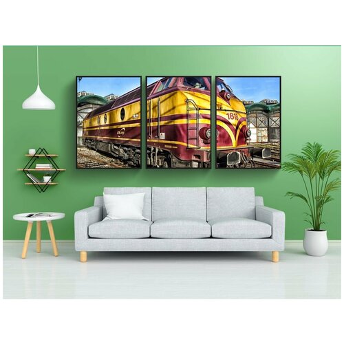 фото Набор модулных постеров для интерьера "тренироваться, паровоз, железная дорога" 60x90 см. в тубусе, без рамки lotsprints