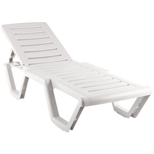 Шезлонг Атлант белый с регулируемой спинкой, пластиковый