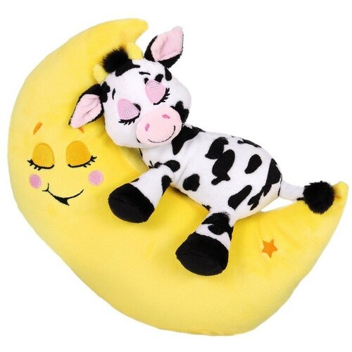 фото Музыкальная интерактивная игрушка для сна зверюшки-баюшки лунатики /корова / мягкая, цветной свет, ночник, развивающая, подарок для девочки, мальчика, для малышей, ночник детский
