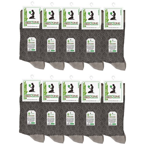 фото Носки redzone мужские, комплект носков - 10 пар, темно-бежевые, рисунок - "крупный ромб", р. 42-45