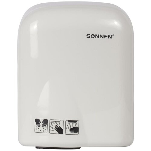 Сушилка для рук SONNEN HD-165, 1650 Вт, пластиковый корпус, белая, 604191