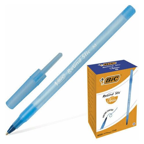 Ручка шариковая BIC Round Stic, синяя, корпус голубой, узел 1 мм, линия письма 0,32 мм, 921403 ( 10 шт(набор 10 шт