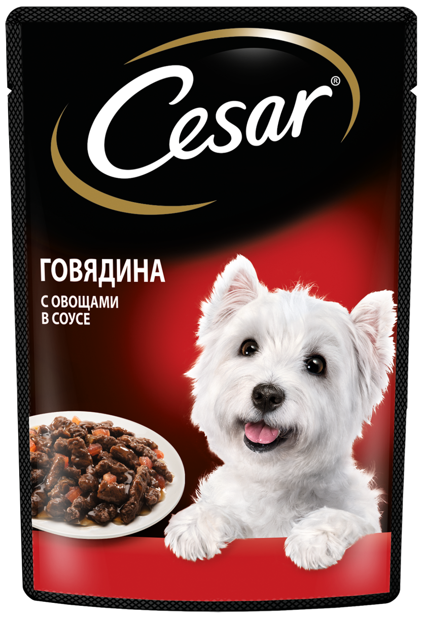 Влажный корм для собак Cesar (набор) жаркое с уткой в желе, говядина с овощами в соусе, ягненок с овощами в соусе 3 уп. х 14 шт. х 85 г