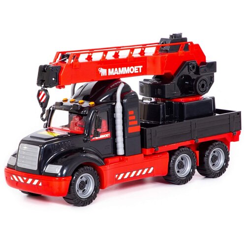 Автокран Mammoet Toys с поворотной платформой 205-01 56771, 53 см, красный/черный