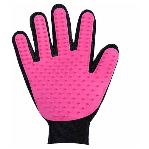 перчатка для вычесывания шерсти, розовая