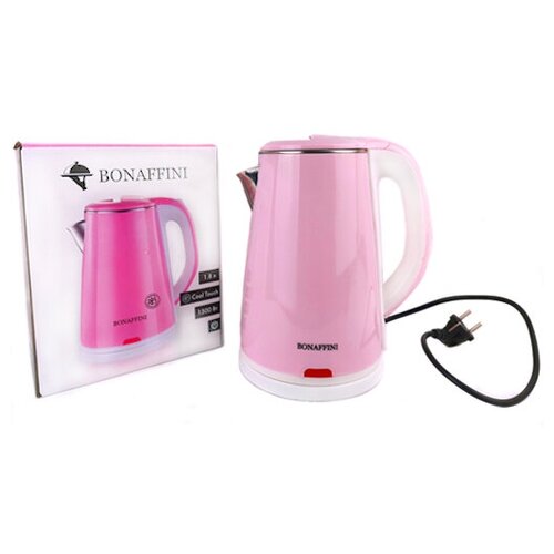 Электрический чайник Bonaffini ELK-0001, 1,8л, 1500 Вт, диск, розовый чайник bonaffini elk 0008 1 8l