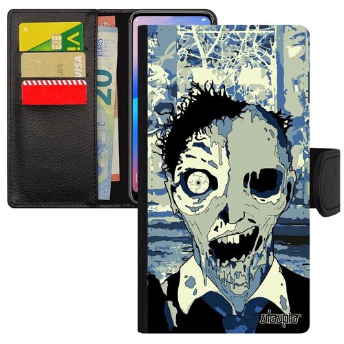 фото Противоударный чехол-книжка для мобильного // iphone xs // "зомби" монстр хэллоуин, utaupia, голубой