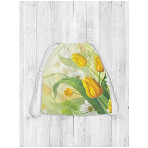 JoyArty Сумка-рюкзак Весенние тюльпаны bpa_17759, желтый/зеленый