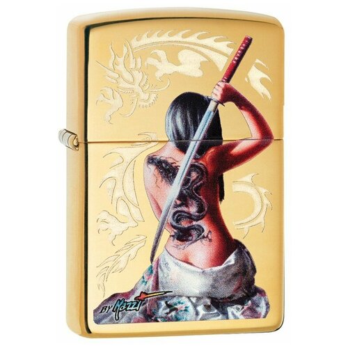 Зажигалка Zippo Mazzi® с покрытием High Polish Brass, 29668 бензиновая