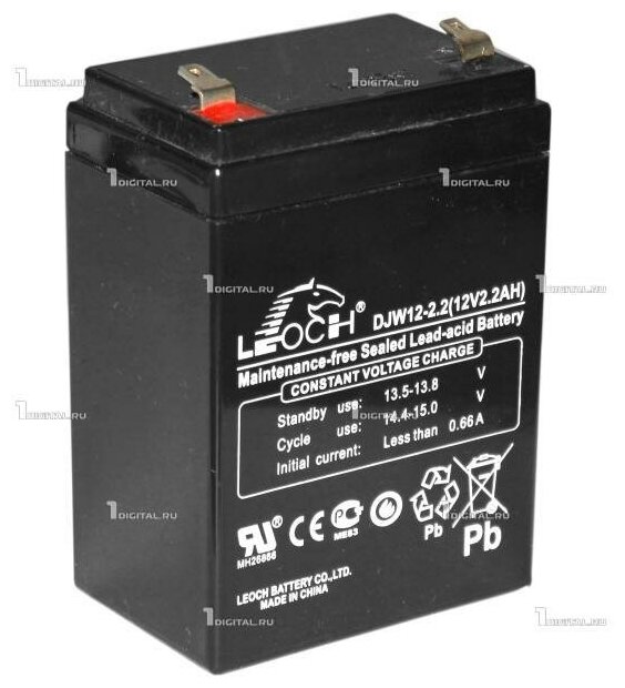 Аккумулятор Leoch DJW 12-2.2 (12В, 2.2Ач / 12V, 2.2Ah / вывод T1)