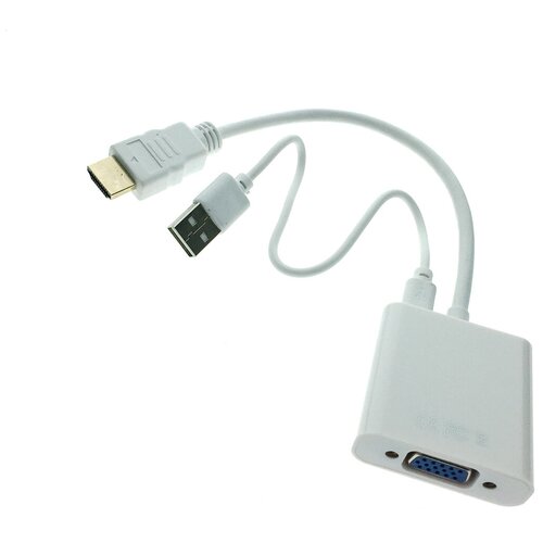 Конвертер HDMI type A male 19 pin to VGA female 15 pin со звуком 3.5mm модель: EHDMIM-VGAF20 для совмещения ноутбуков и ПК с мониторами, телевизорами, проекторами