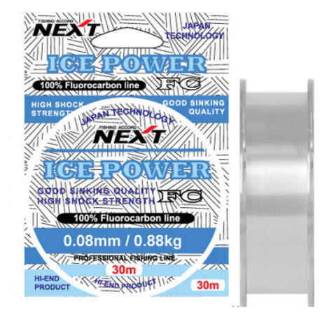 Next Монолеска Ice Power флюорокарбон тонущая 30м 0.20мм 4.70кг