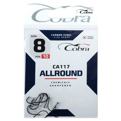 крючок рыболовный cobra allround ca117 010 размер 10 10 шт Крючки Cobra ALLROUND CA117-8, 10 шт.
