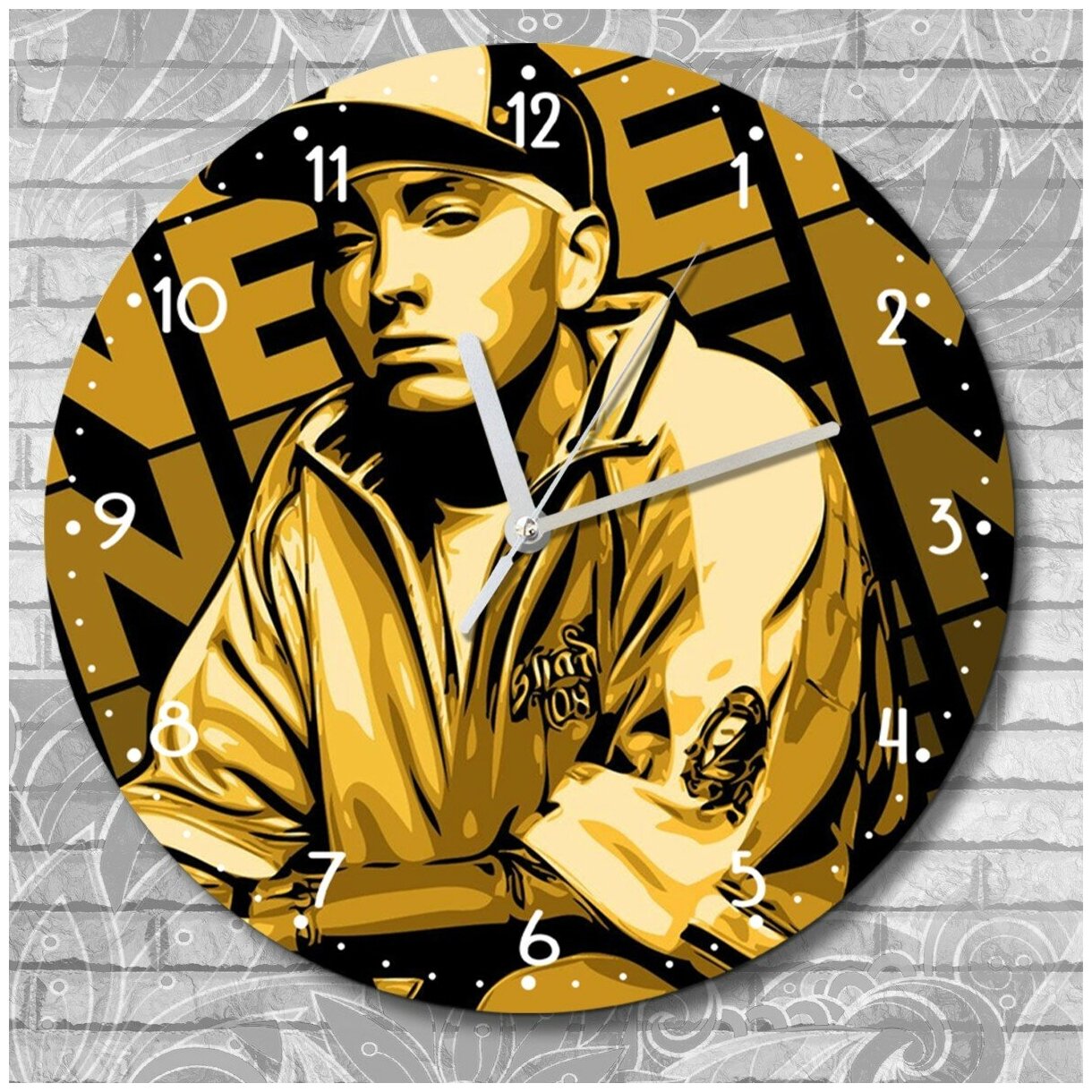Настенные часы УФ музыка (music, rap, hip hop, sound, руки вверх, hands up, style, graffiti, life) - 2047