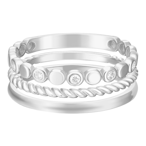 PLATINA jewelry Набор колец из белого золота с фианитом 13-0002-00-401-1120-48, размер 16