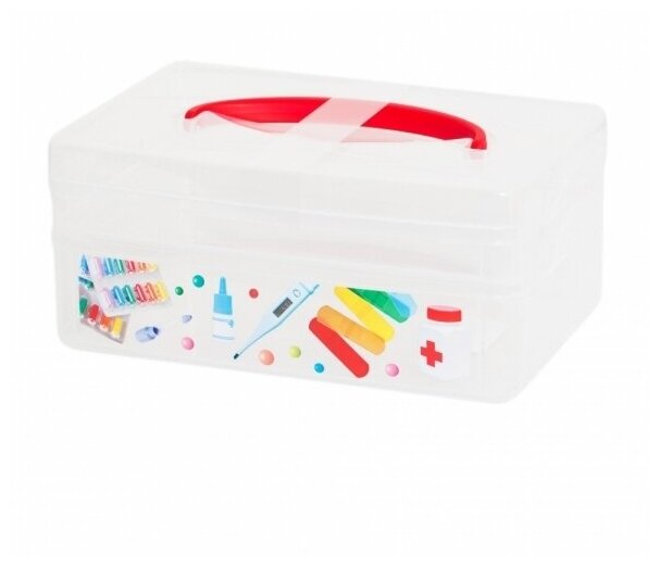 Коробка универсальная с ручкой и декором Econova Multi Box, 2 секции, 245 x 160 x 105 мм - фотография № 1