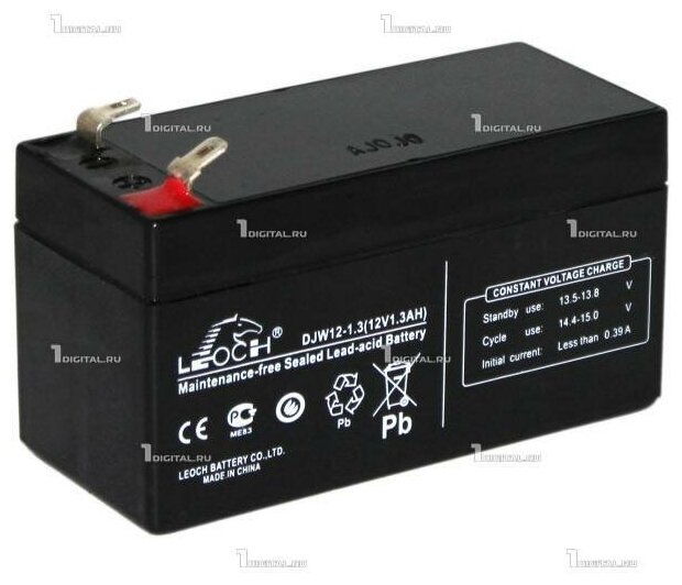 Аккумулятор Leoch DJW 12-1.3 (12В, 1.3Ач / 12V, 1.3Ah / вывод T1)