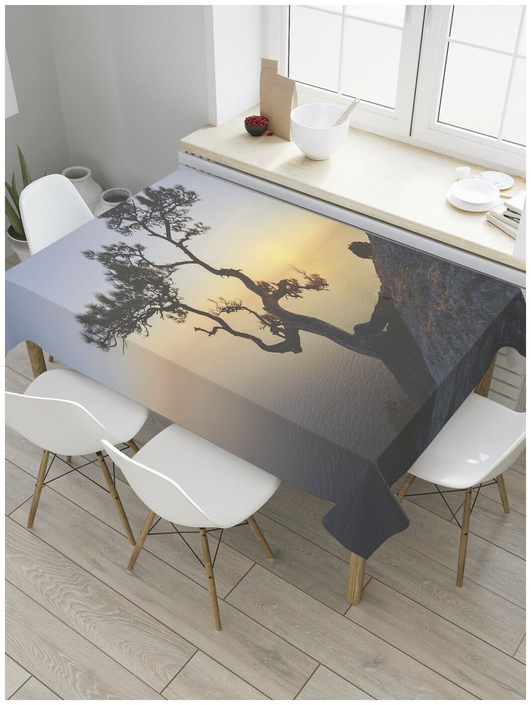 Скатерть прямоугольная JoyArty на кухонный стол "Цепляясь за скалы" из оксфорда, 120x145 см