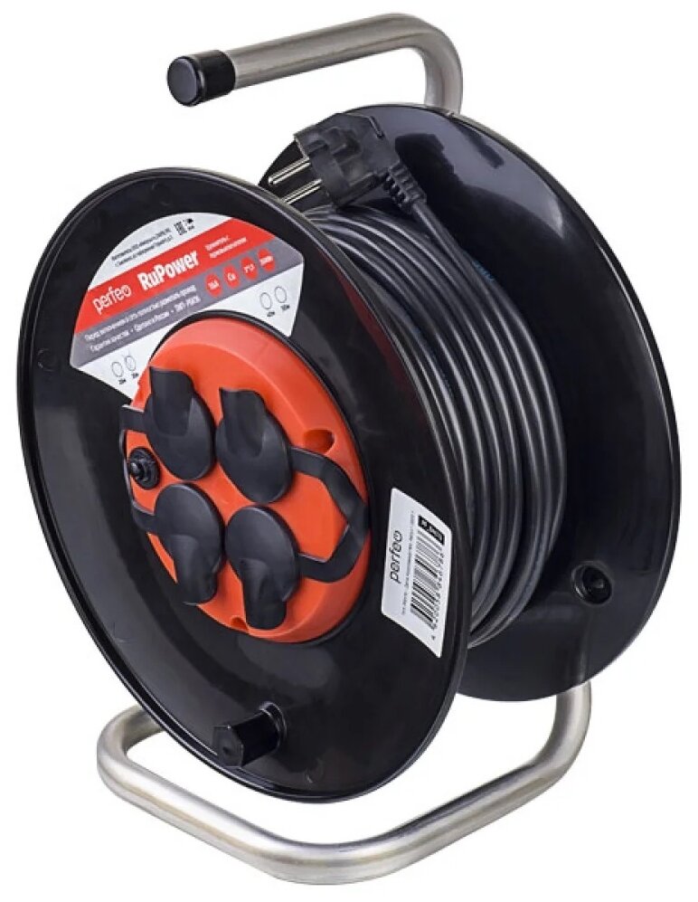 Удлинитель на катушке PERFEO "RU POWER" c заземлением 40м 4гн с т/з 16А ПВС 3х1,5 IP44 (РБК16).