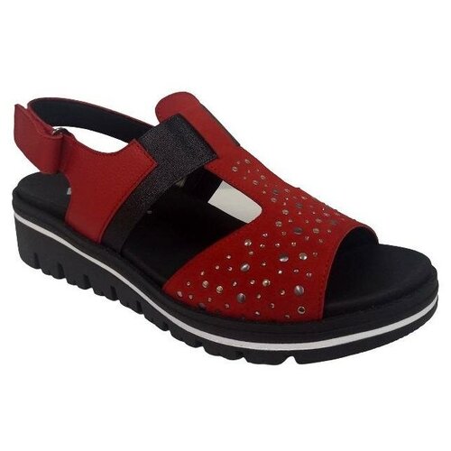 фото Босоножки piesanto женские (арт 200869) красно-черные из натуральной кожи, размер 36