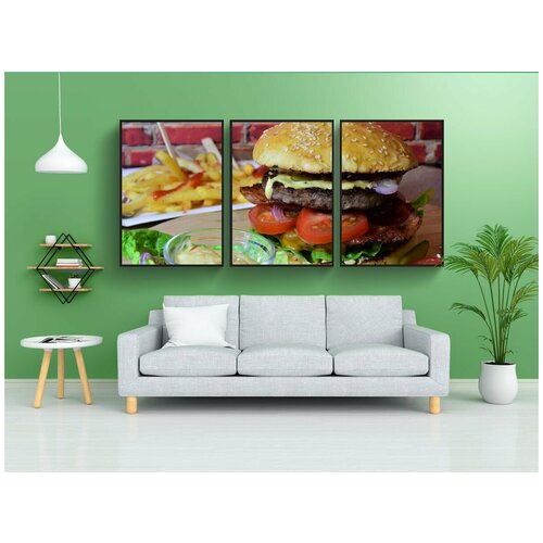 фото Набор модулных постеров для интерьера "бургер, гамбургер, барбекю" 60x90 см. в тубусе, без рамки lotsprints