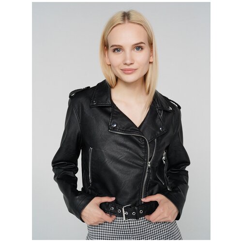 фото Куртка из экокожи твое a6591 размер m, черный, women