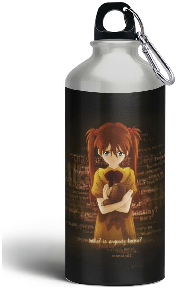 Бутылка спортивная/туристическая фляга аниме евангелион evangelion (аска, рэй, сидзи) - 5881
