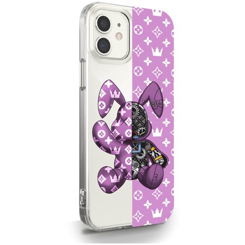 фото Прозрачный силиконовый чехол musthavecase для iphone 12 mini bunny розовый для айфон 12 мини противоударный