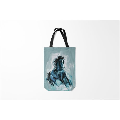 фото Сумка-шоппер / 31х42 см / звери / лошади нарисованный конь burnettie