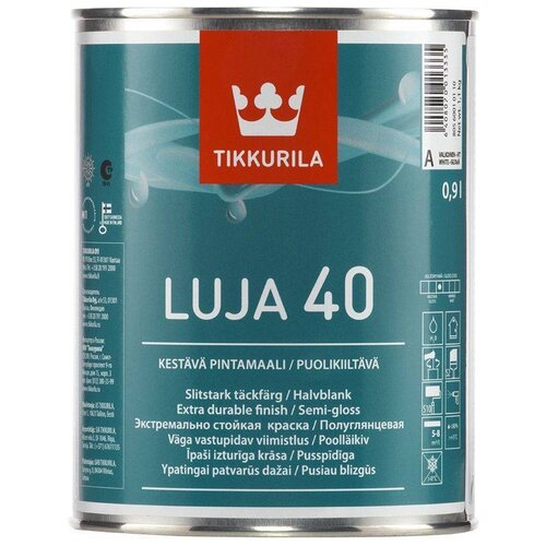 Для влажных помещений Tikkurila Luja Himmea 40 (Луя 40) 1 литр База 
