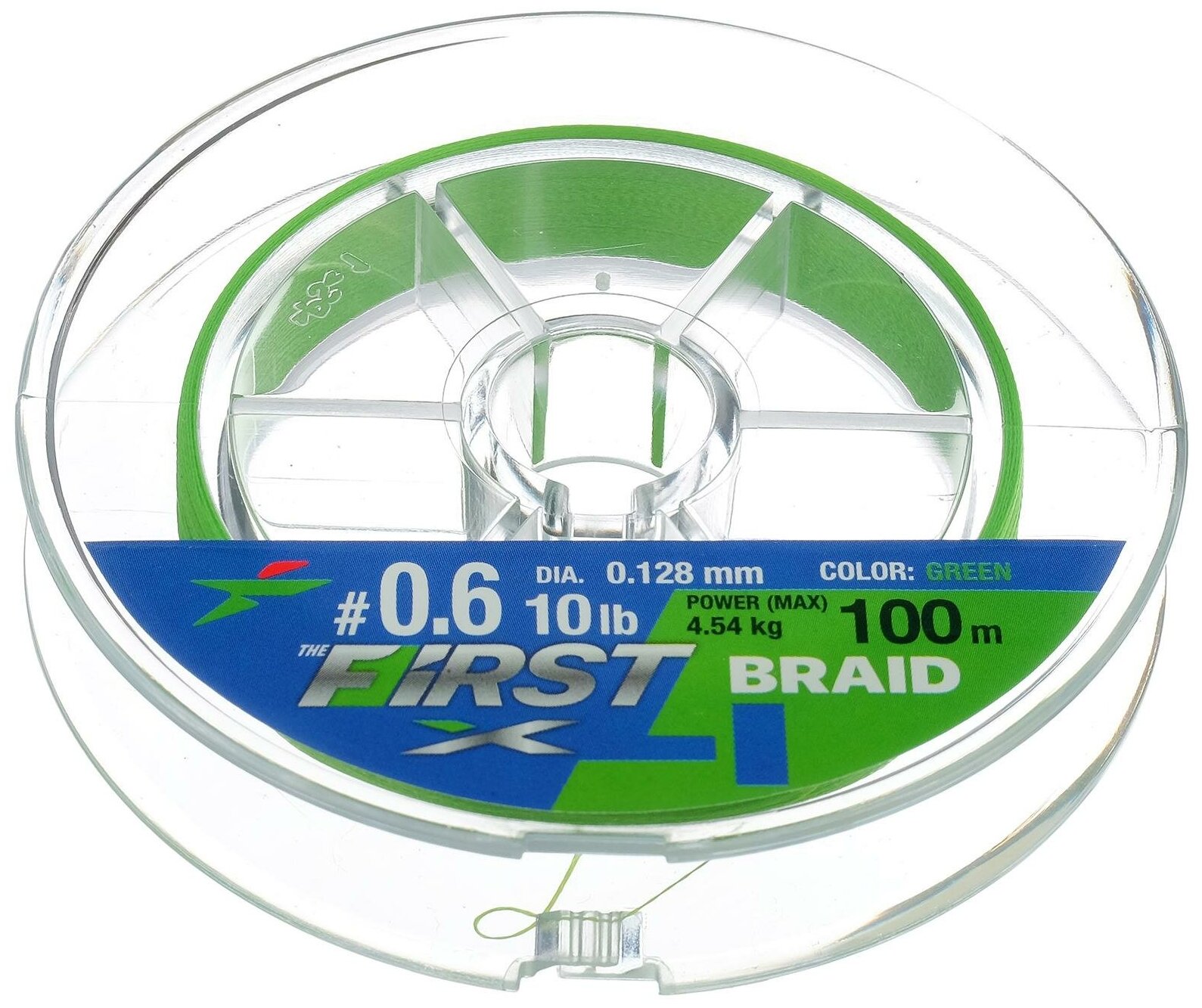 Леска плетеная Intech "First Braid PE X4" диаметр 0128 мм длина 100 м цвет зеленый