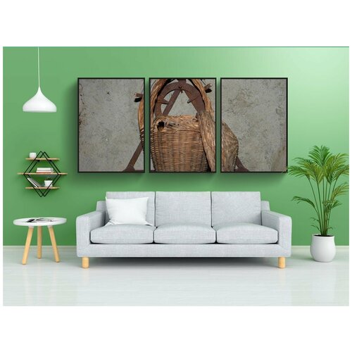 фото Модульный постер "улитка, плетеные, корзина" 180x90 см. из 3х частей в тубусе, без рамки lotsprints